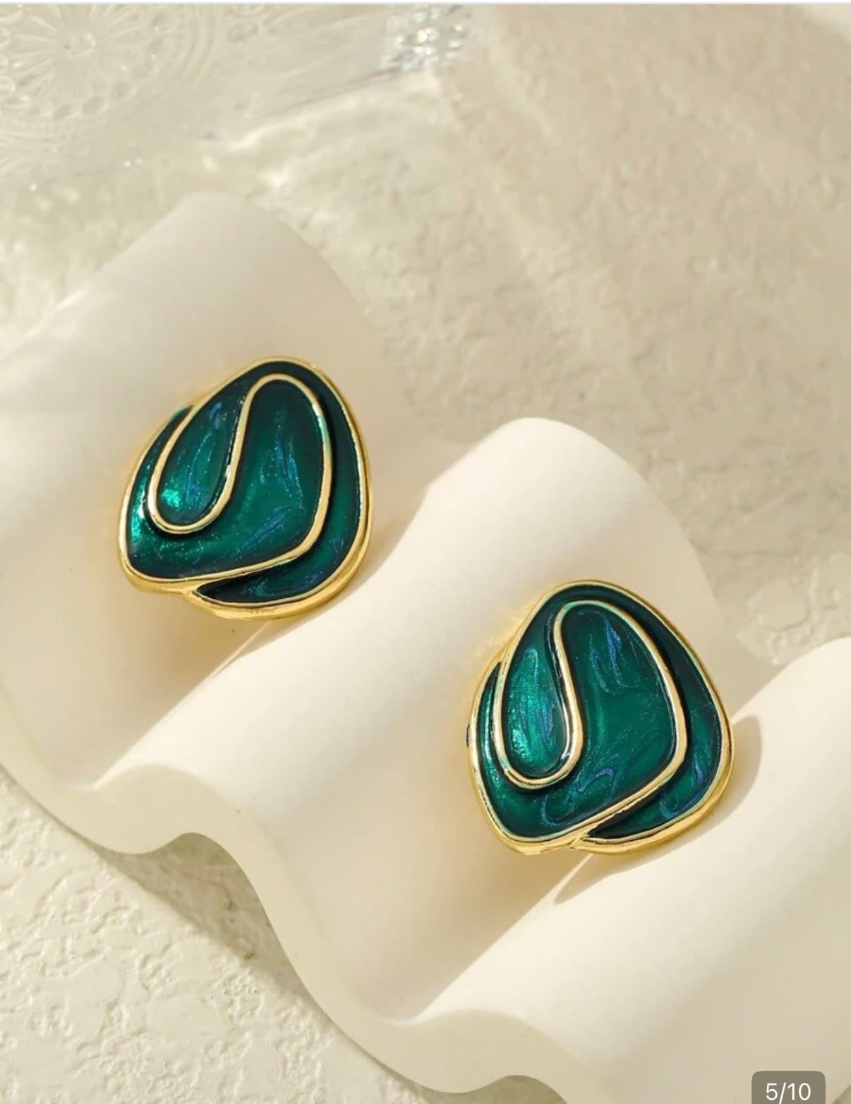 1pair European And American Asymmetrical Geometric Shape Oil Drop Stud Earrings